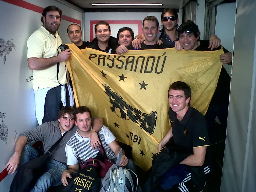 La banda de Paysandú al arribar a Brasil