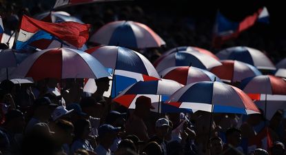 Hinchas de Nacional en el partido contra Defensor Sporting