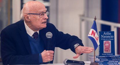 Hernán Navascués en la presentación de su libro Atilio Narancio: El Padre de la Victoria
