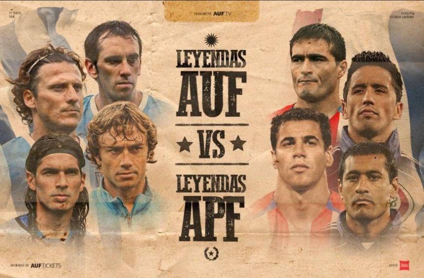 Presentación del partido de leyendas de Uruguay y Paraguay