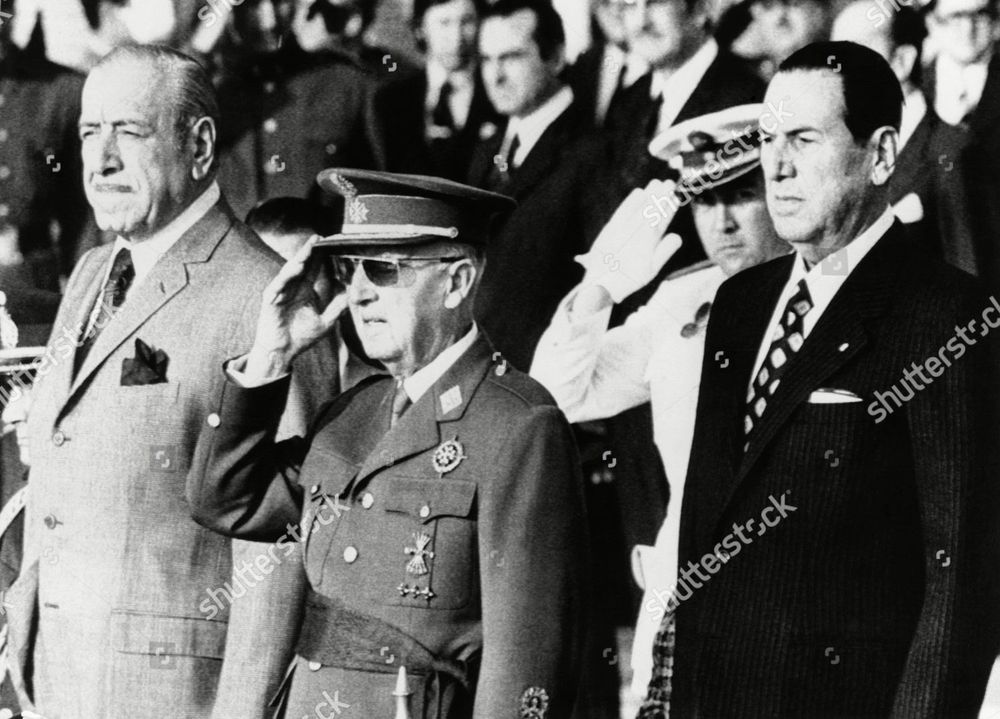 El argentino Juan Domingo Perón, el español Francisco Franco y Héctor J Cámpora, en junio de 1973.