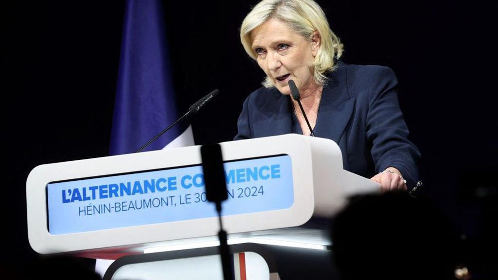 Marine Le Pen, la directora del partido Agrupación Nacional (RN, por sus siglas en francés: Rassemblement National).
