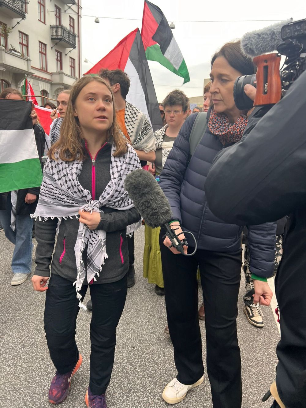 La activista escandinava Greta Thunberg, en una marcha contra Israel.