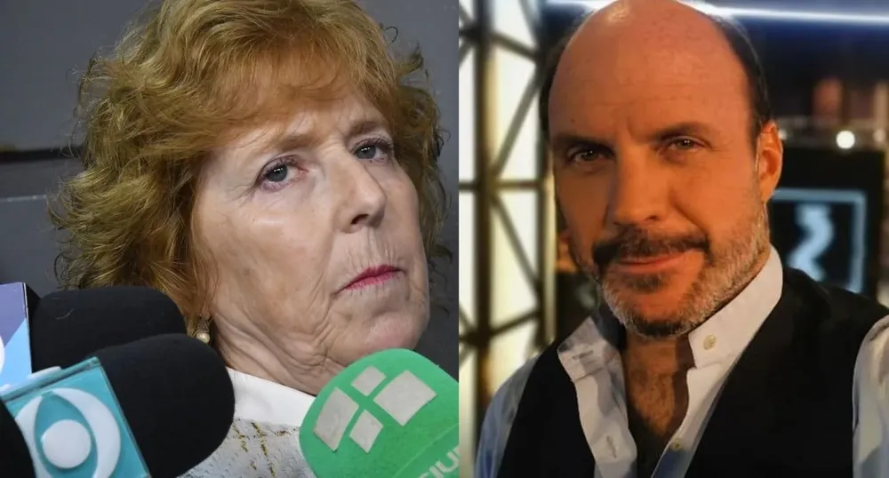 Alicia Ghione, fiscal del caso que imputó al ex senador Gustavo Penadés por 22 crímenes sexuales e Ignacio Álvarez, conductor de Santo y Seña de Canal 4