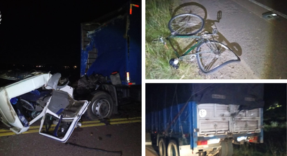 accidente fatal en tacuarembo: un hombre murio tras choque entre dos camiones y un ciclista en ruta 5