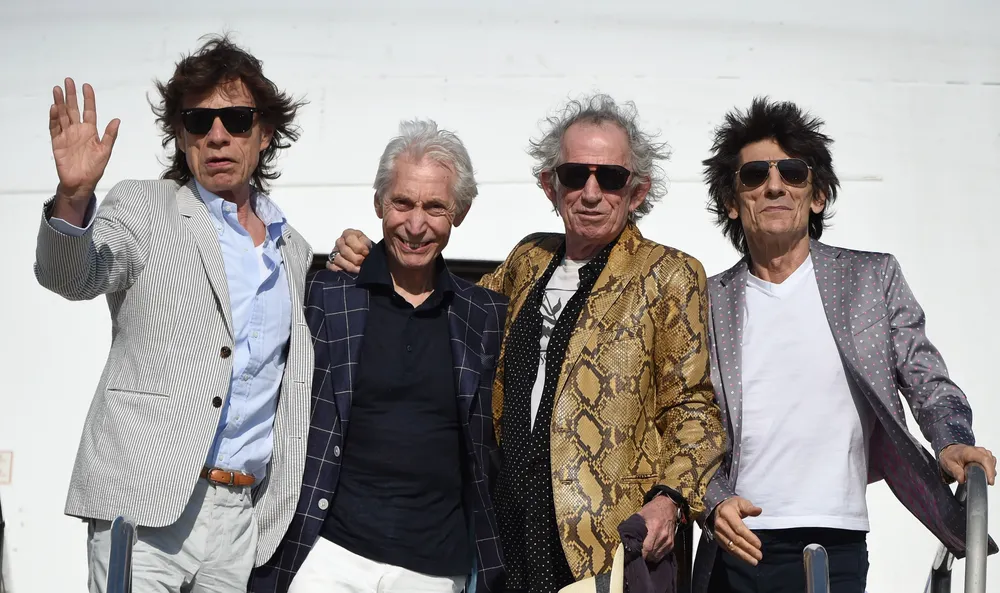 Los Rolling Stones en su llegada a Uruguay
