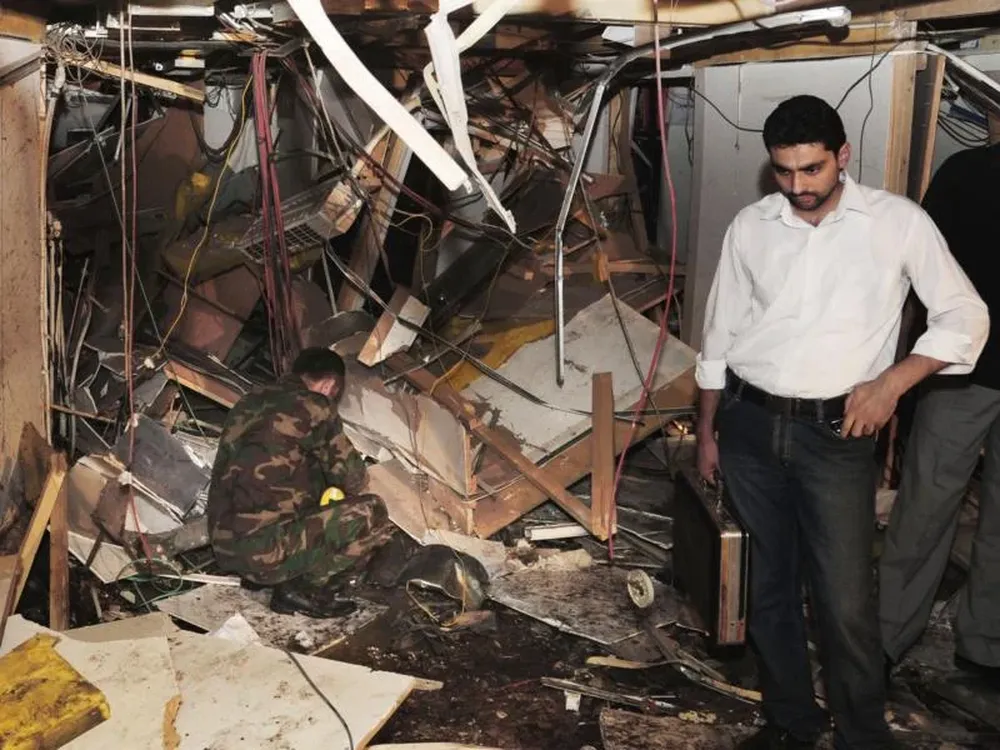Así quedó el edificio de la TV siria
