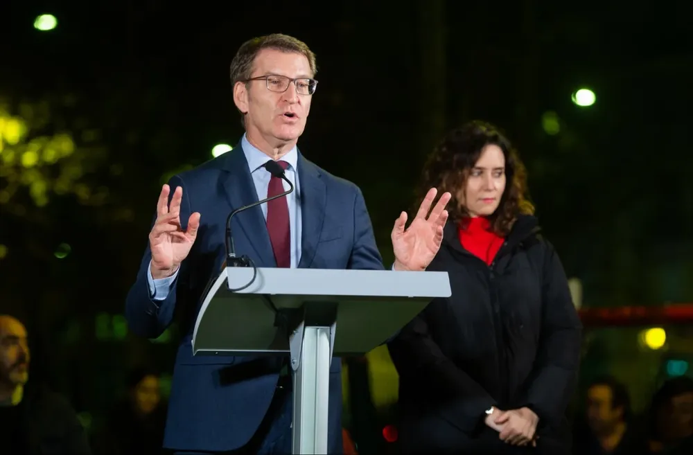 El presidente del Partido Popular, Alberto Núñez Feijóo, interviene en el acto de homenaje y recuerdo a Gregorio Ordóñez