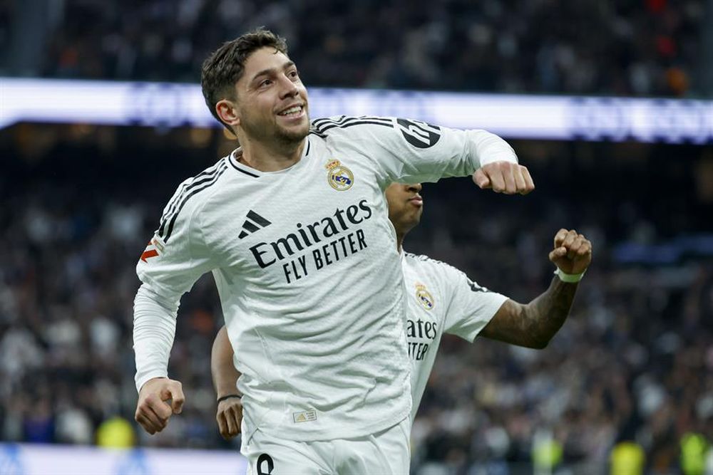 Festejo de Federico Valverde con Real Madrid