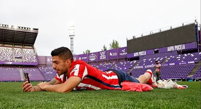Luis Suárez cuando ganó el título con Atlético de Madrid