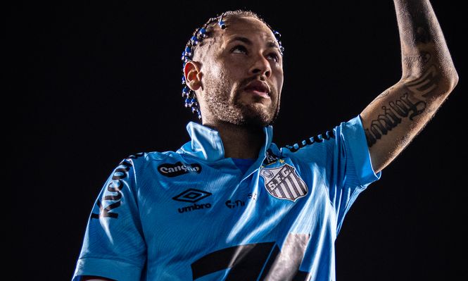 Festejo de Neymar en Santos