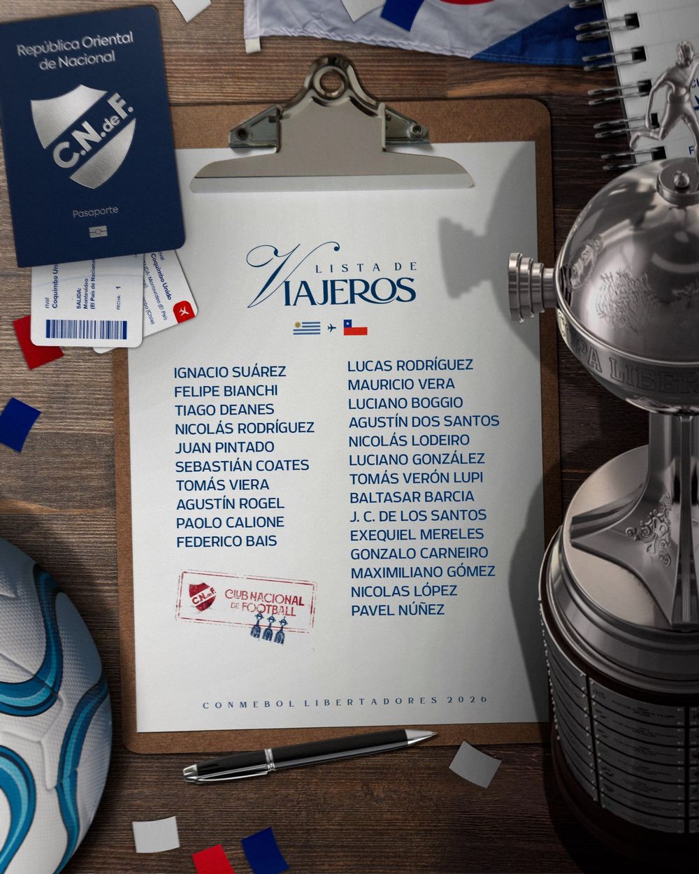 El plantel de Nacional para el debut en la Copa Libertadores