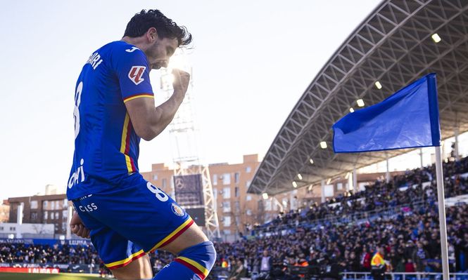 Mauro Arambarri celebra su gol para el Getafe
