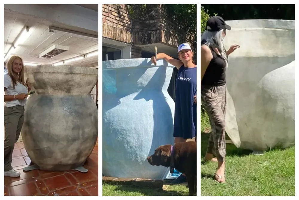 Las artistas con sus mates gigantes