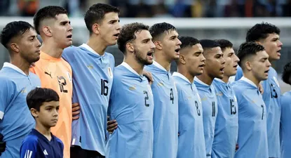 Los jugadores de Uruguay ante EEUU