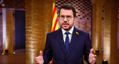 Pere Aragonès, durante su discurso de Navidad desde el depósito del Rei Martí