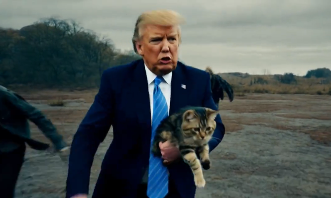 Imagen generada con IA en la que se ve a Trump rescatando a un gato