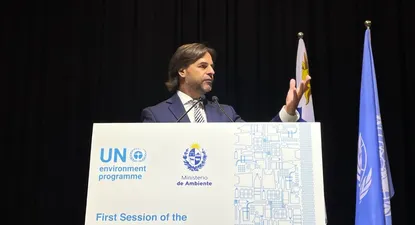 El presidente de la República, Luis Lacalle Pou, durante su discurso