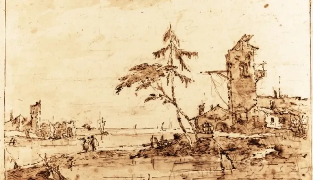 Laguna Capriccio con una torre, de Francesco Guardi.
