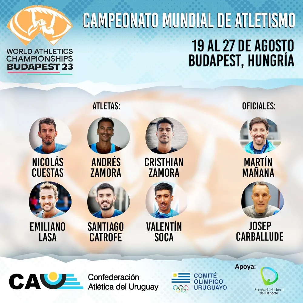 La delegación uruguaya en el Mundial de atletismo de Budapest