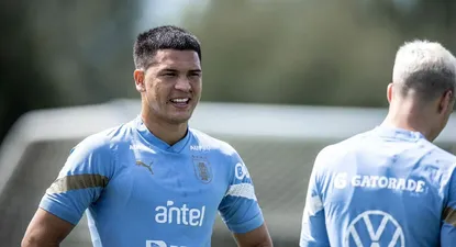 César Araújo en la selección uruguaya. (Archivo)