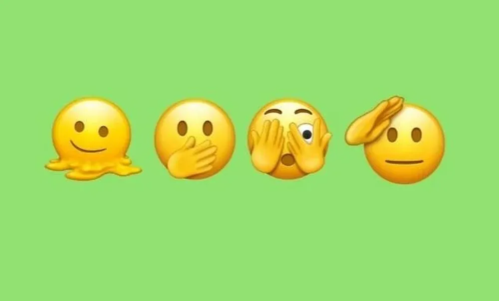 Una cara derretida, otra tapándose la boca, otra cubriéndose un ojo y la última haciendo la venia: los emojis que se