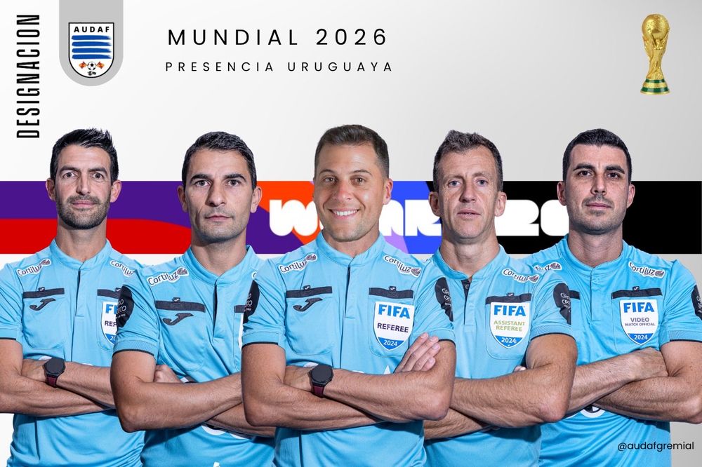 Los jueces uruguayos en el Mundial 2026: Leodan González, Carlos Barreiro, Gustavo Tejera, Nicolás Tarán y Antonio García
