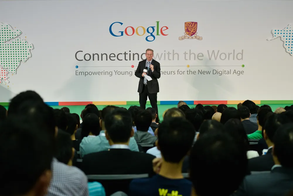 Eric Schmidt durante una presentación en la Universidad China en Hong Kong, el 4 de noviembre