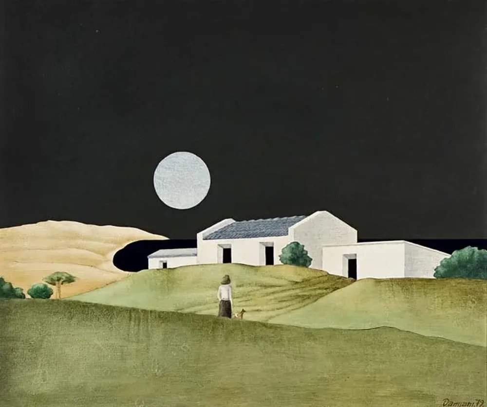 Estancia y personaje, un acrílico sobre tela de Jorge Damiani