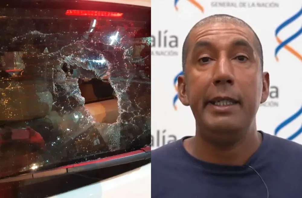 La camioneta rota con un termo y el agresor pidiendo disculpas