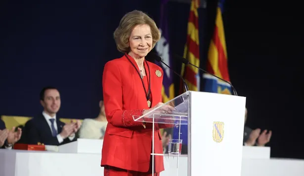 La Reina Sofía interviene durante la entrega de la Medalla de Oro de la Comunidad Autónoma, en la Lonja, a 29 de febrero de 2024.