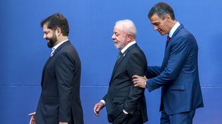 Pedro Sánchez, en Chile junto a los presidentes Gabriel Bóric y Lula Da Silva.