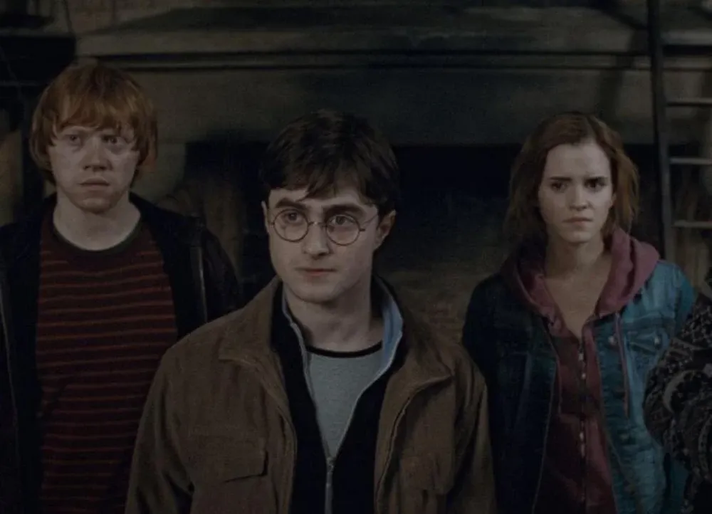 Ron, Harry y Hermione en Harry Potter y las reliquias de la muerte