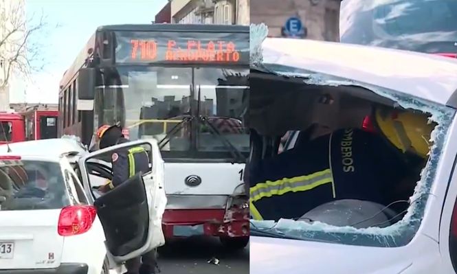 Un ómnibus de Copsa y un auto chocaron