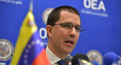 Canciller venezolano, Jorge Arreaza, en la sede de la Organización de los Estados Americanos. AFP / MANDEL NGAN