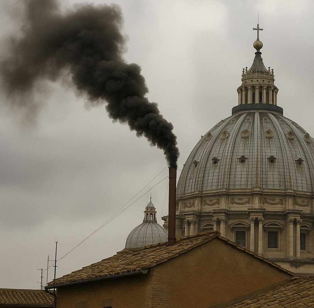 Sale humo negro de la chimenea del Vaticano