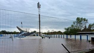 El estadio Ubilla se encuentra inundado; ahí deben jugar el domingo Cerro Largo y Liverpool por el Apertura