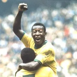Pelé festejando su gol con Brasil ante Italia en la final de México 1970 Pelé festejando su gol con Brasil ante Italia en la final de México 1970