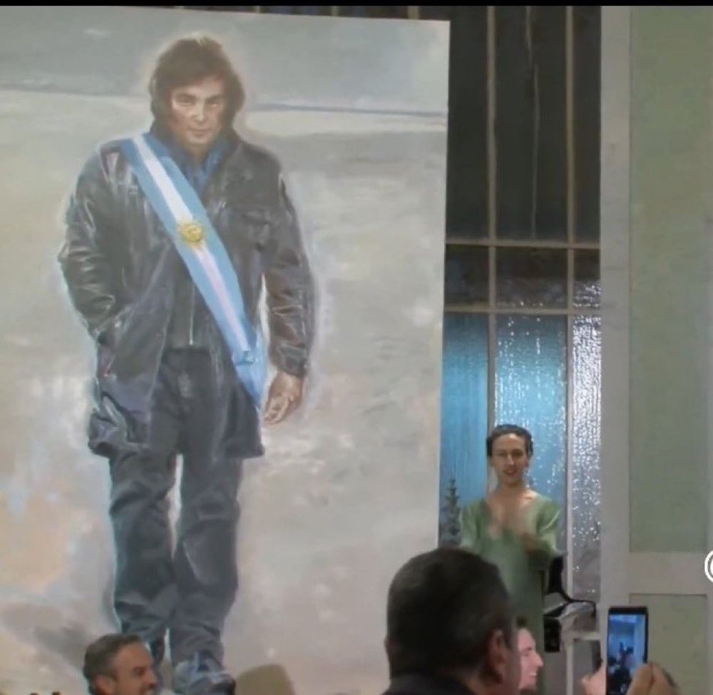 El cuadro que le obsequiaron a Milei en Madrid.