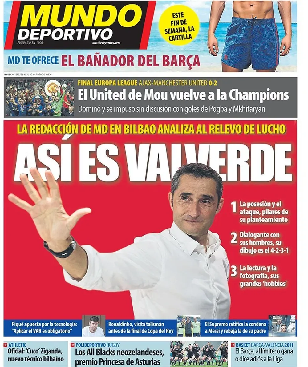 La portada del jueves del diario catalán Mundo Deportivo