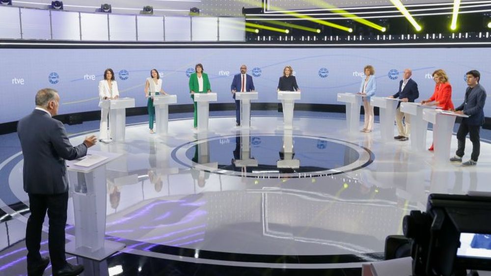 Imagen del debate en RTVE con los candidatos españoles a las elecciones europeas