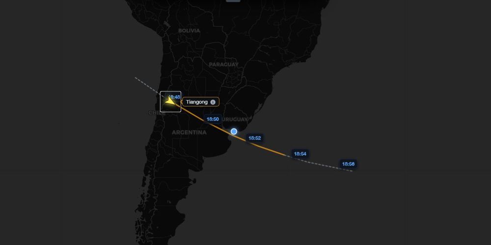 Trayecto de la Estación Espacial China Tiangong hoy miércoles 29 de abril