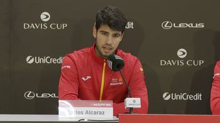 Carlos Alcaraz en rueda de prensa.