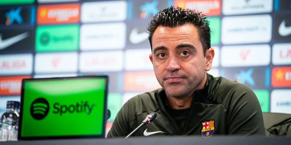 Xavi en rueda de prensa.