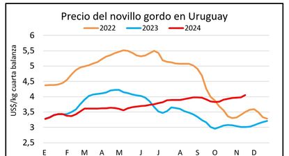 Novillos: categoría con precios firmes, incluso arriba de los US$ 4 el kilo en cuarta balanza.
