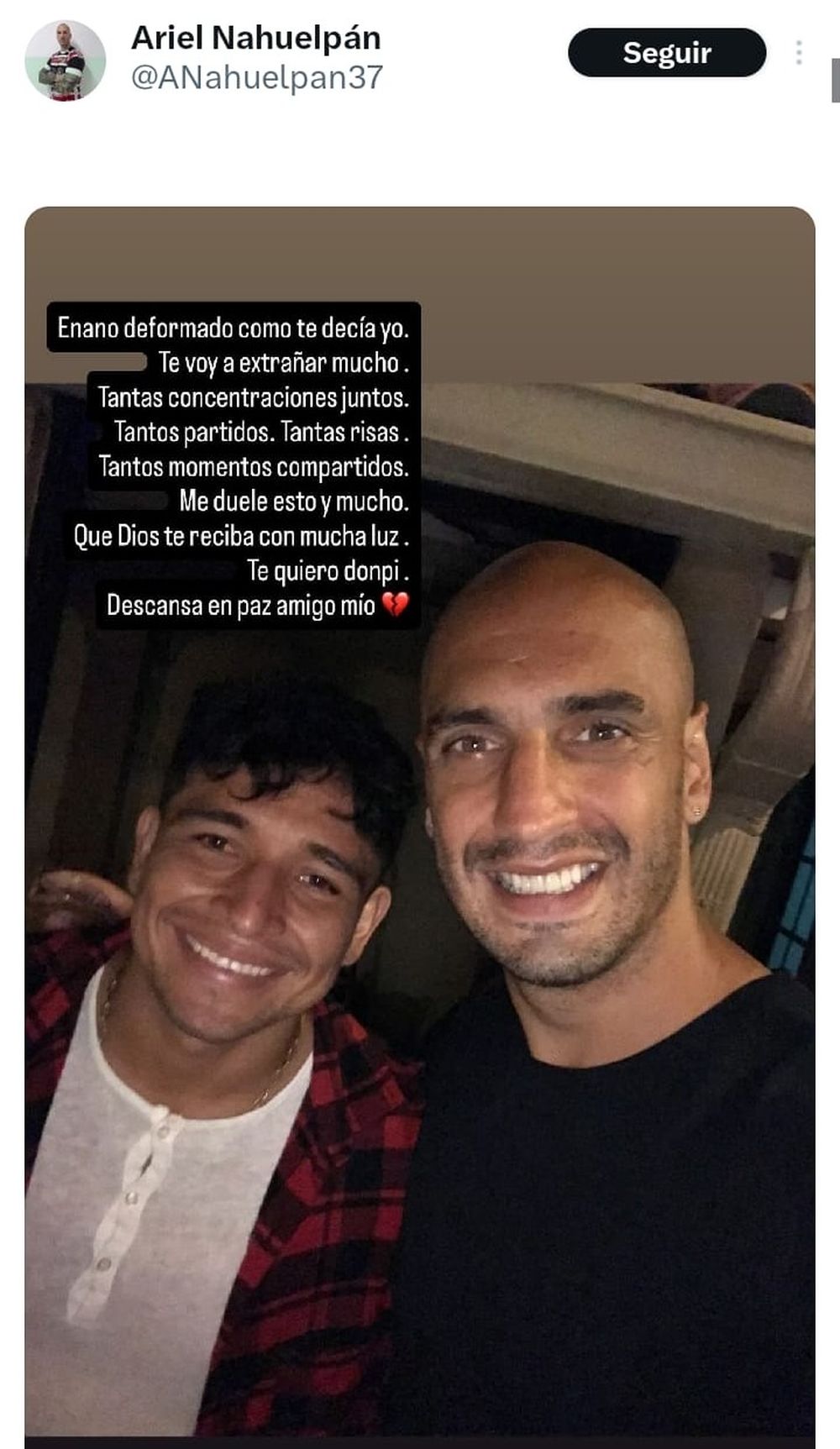 El recuerdo de Aruel Nahuelpán para Mario Pineida