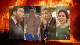 Oscar Puente, ministro de Transportes, Pedro Sánchez, presidente del Gobierno, Alberto Núñez Feijóo, líder del PP e Isabel Díaz Ayuso, presidenta madrileña.