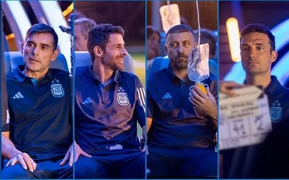 Ayala, Aimar, Samuel y Scaloni, protagonistas del videode seguridad.