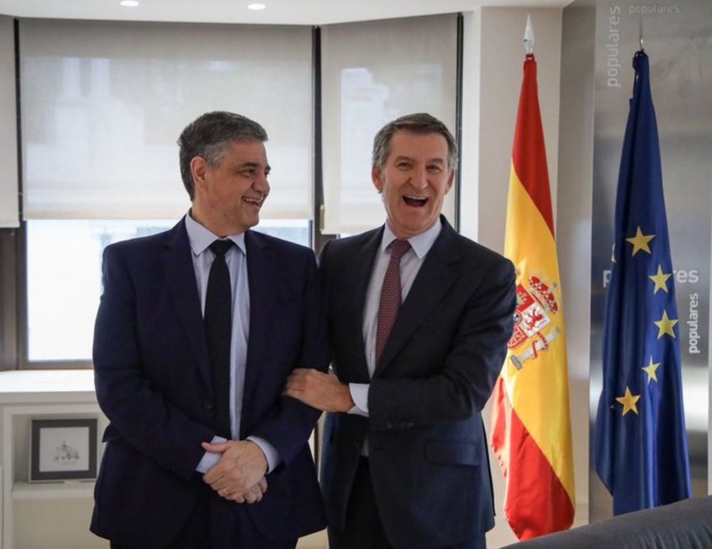 El alcalde de Buenos Aires, Jorge Macri, y el lider del PP, Alberto Núñez Feióo, en Madrid. TWITTER
