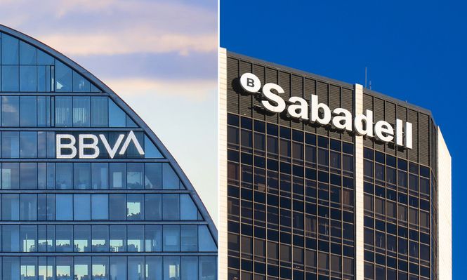 Edificios de BBVA y Banco Sabadell